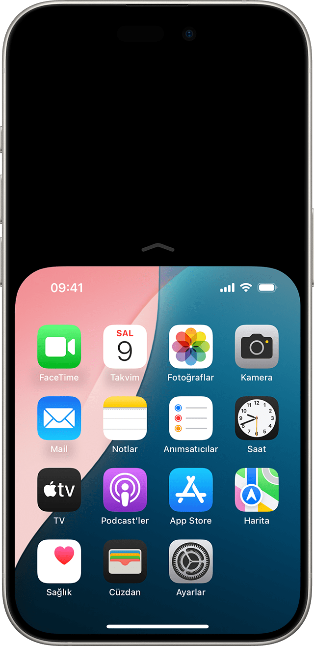 iPhone'da kullanılan ulaşılabilirlik özelliğini gösteren ekran
