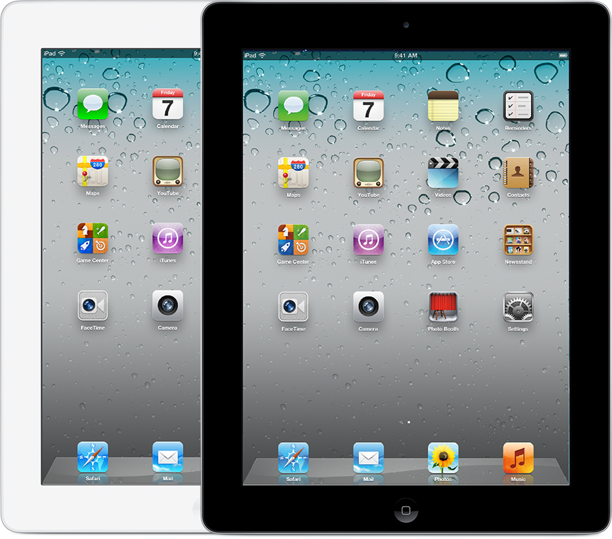 Two iPad devices, side by side, in both available colors.
