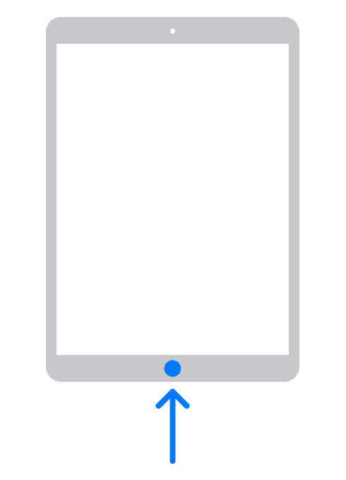 The Home button on an iPad.