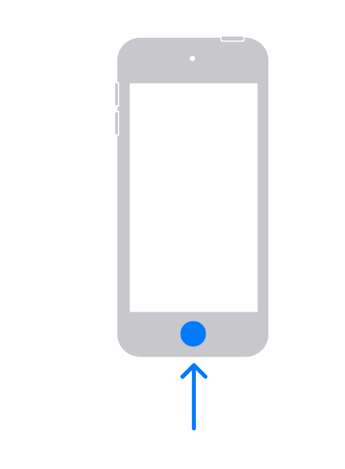 En iPod touch som visar platsen för hemknappen