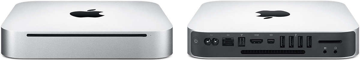 For- og bagside af Mac mini (ultimo 2010).