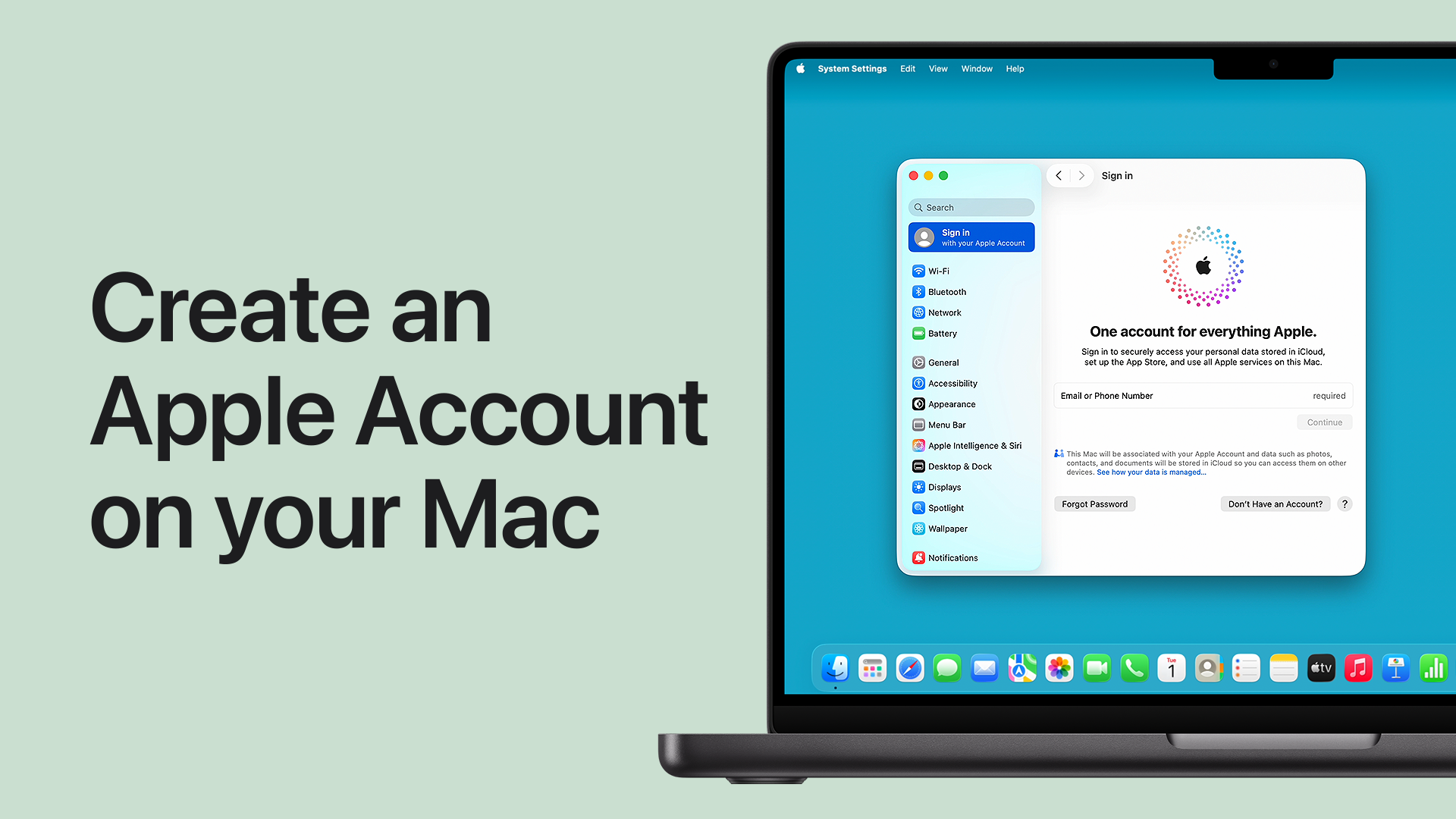Play a video about how to create an Apple Account on your Mac
