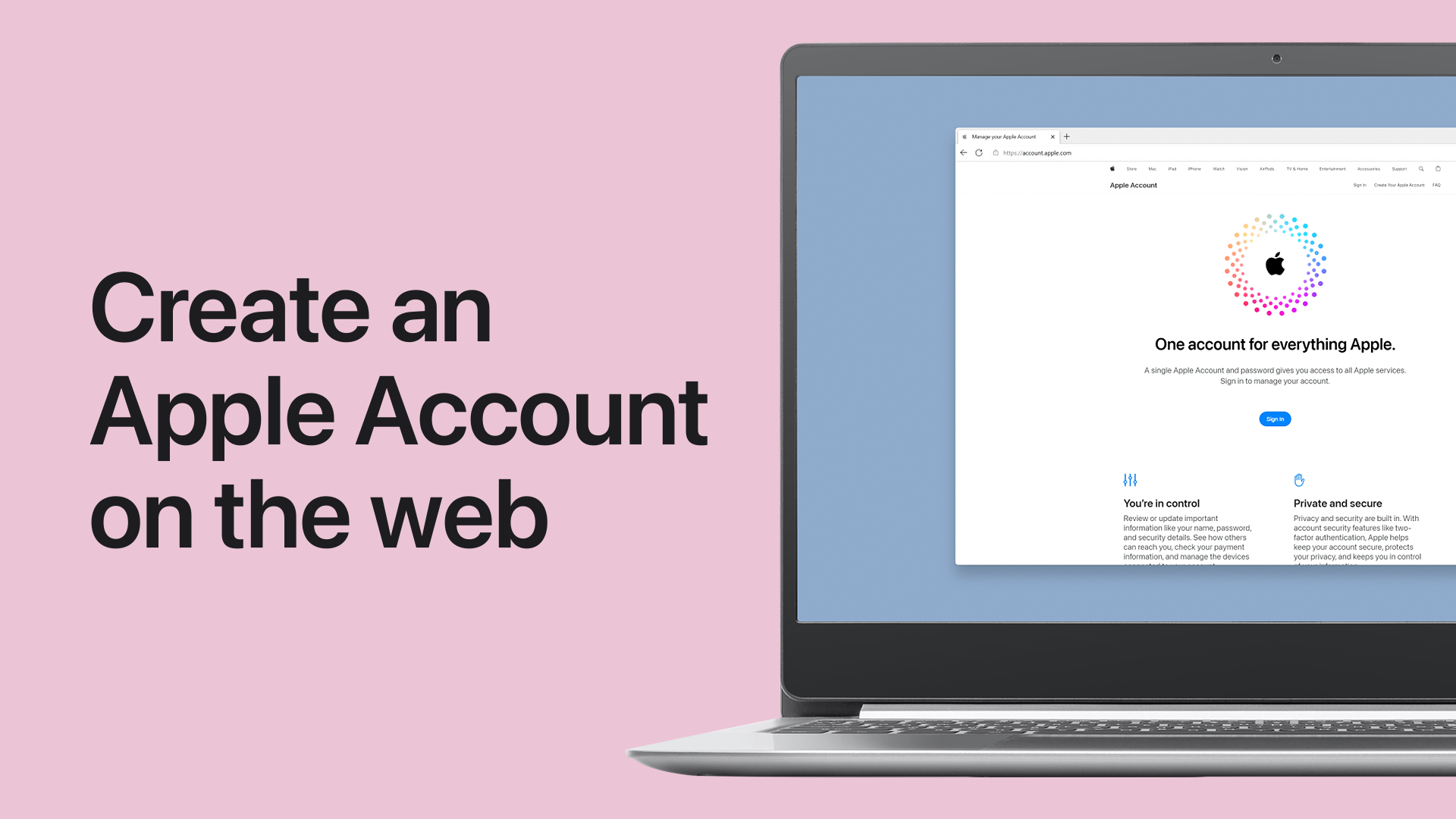 Play a video about how to create an Apple Account on the web