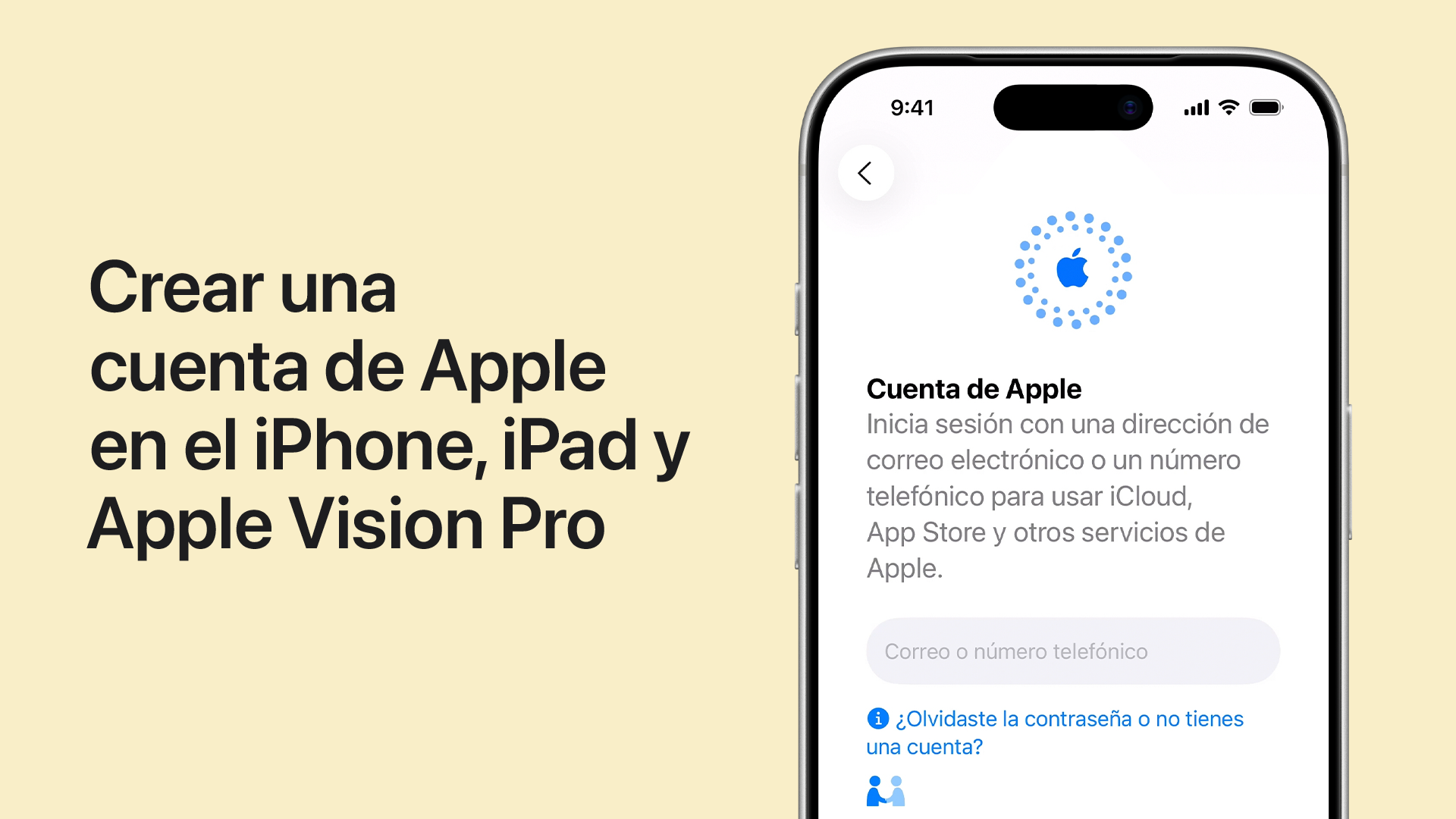 Se reproduce un video sobre cómo crear una cuenta de Apple en el iPhone, el iPad y el Apple Vision Pro