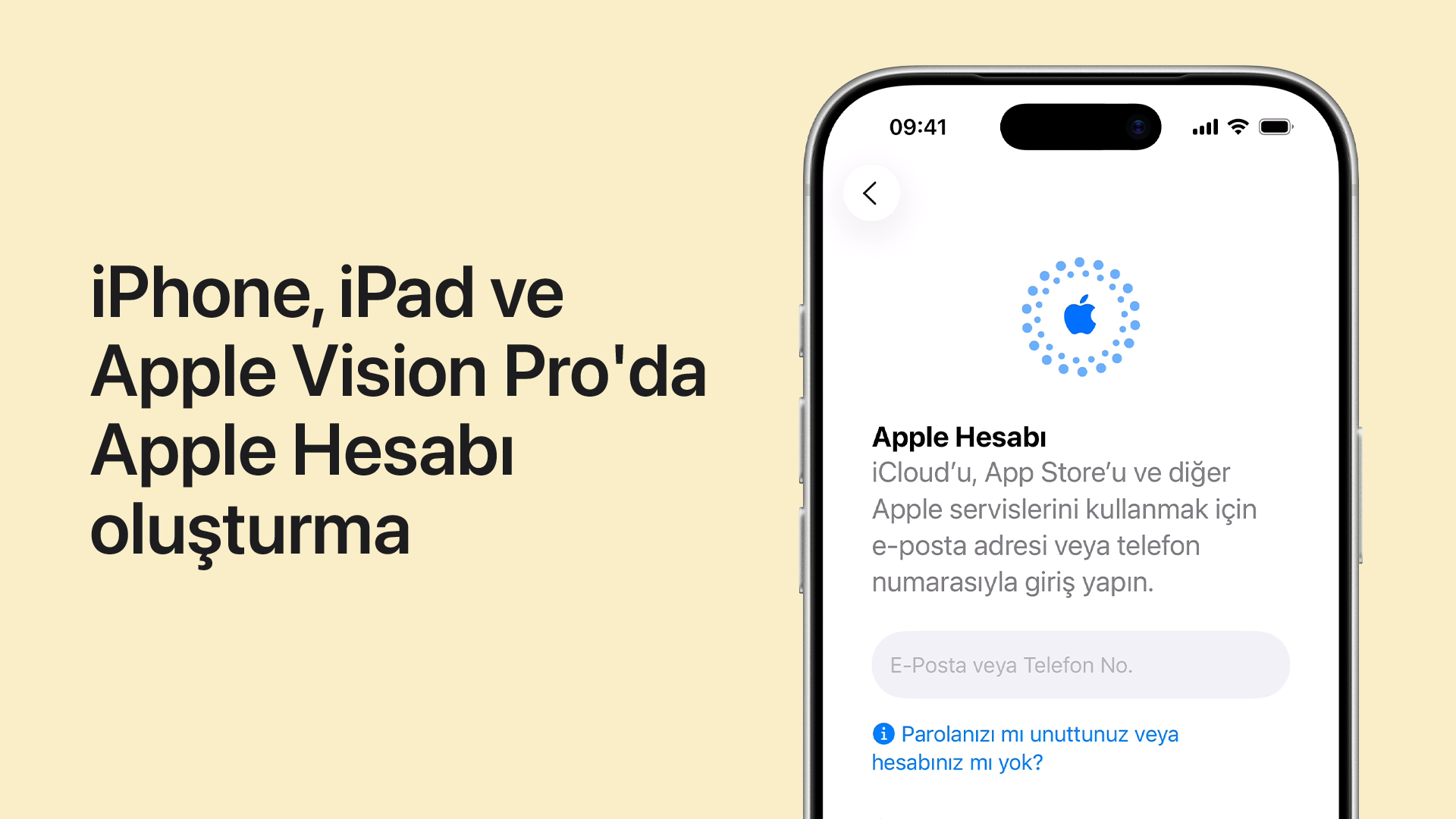 iPhone, iPad ve Apple Vision Pro'da nasıl Apple Hesabı oluşturma hakkında bir video oynatın