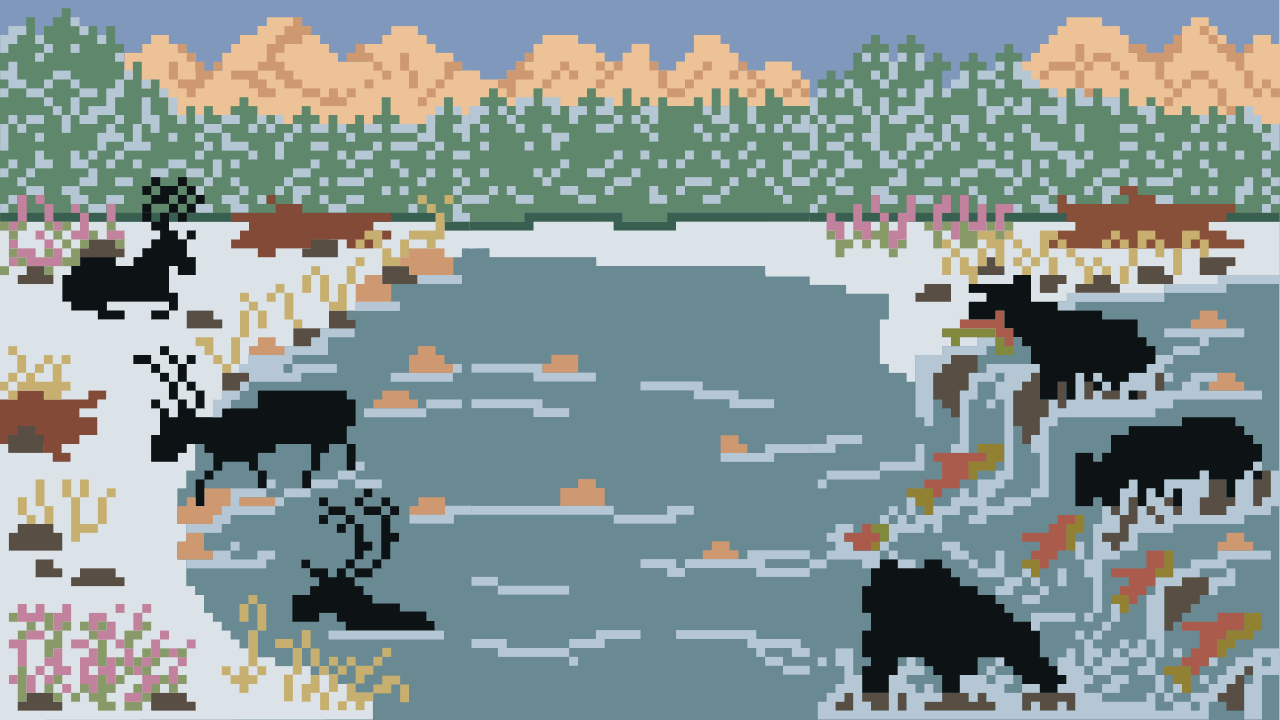 Arctic scene in low-res bitmap style