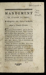 Cover of: Mandement de Claude Fauchet, e ve que de Calvados, de pute  a   l'Assemble e nationale