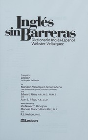 Cover of: Ingles sin Barreras: Diccionario Espanol-Ingles Webster-Velazquez