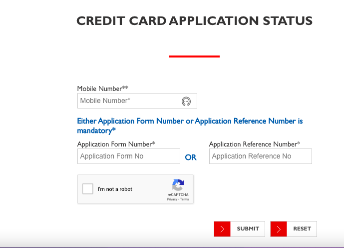 YES Bank Credit Card Application Status