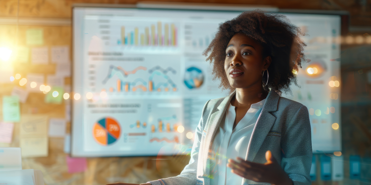 Woman giving presentation