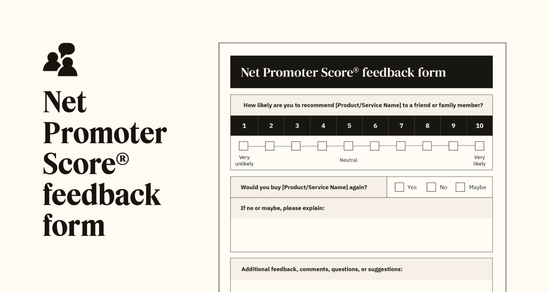 A preview of a customizable Net Promoter Score® form template.