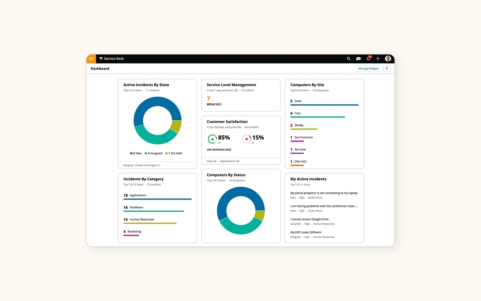 Captura de pantalla que muestra el software de gestión automática de tickets Web Help Desk de SolarWinds.