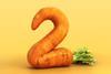 A digital illustation of carrot shaped like a number 2