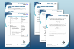 Composite image showing previews of the Plastics in energy-saving homes student worksheet and teacher notes