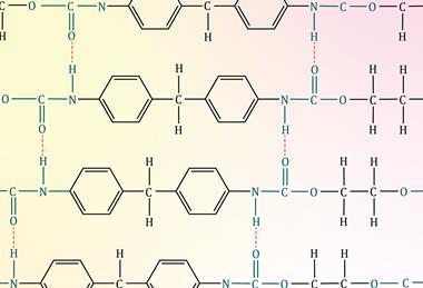 A chemical structure of a polymer showing cross-chain bonds