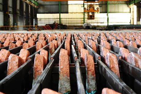 Copper ore in a warehouse