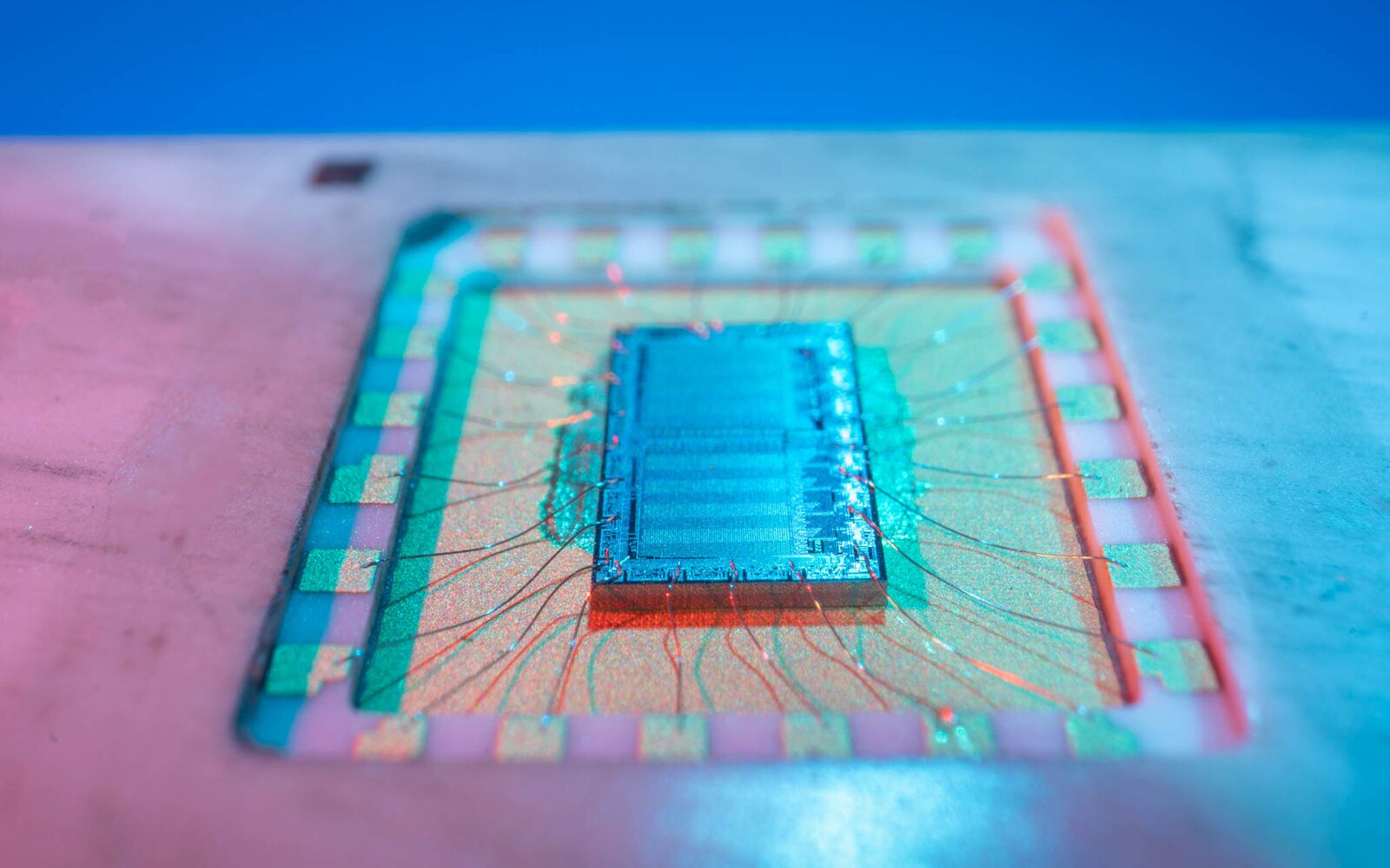 Laboratory of semiconductor chips. The development of modern electronics. crystal chip in the microscope; Shutterstock ID 1841064979; purchase_order: Main Visual; job: ; client: ; other: