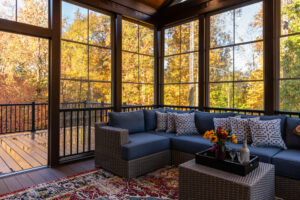 interior view outward toward fall foliage