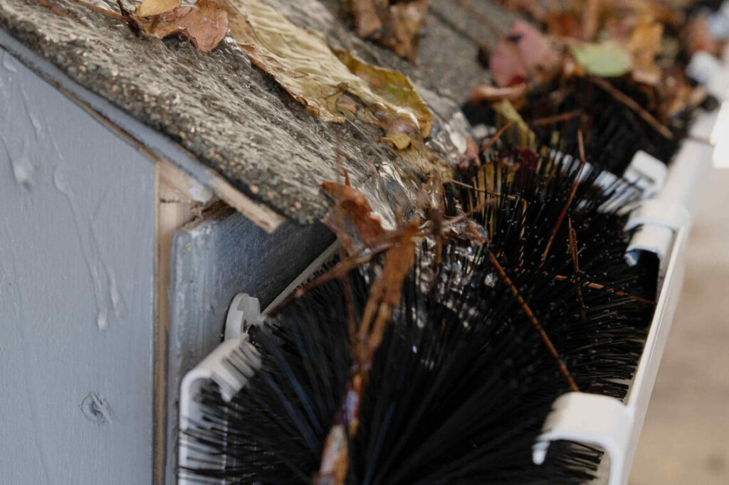 brush gutter guard in action during testing