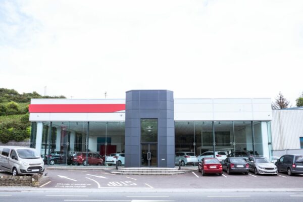 Outside view of car dealership