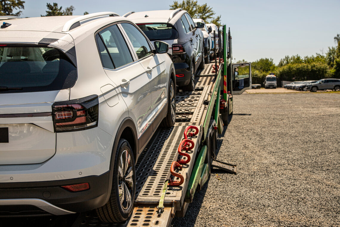 SUV on car carrier trailer