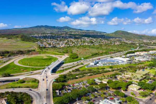 West Oahu community of Makakilo over Kapolei and the H-1 freeway