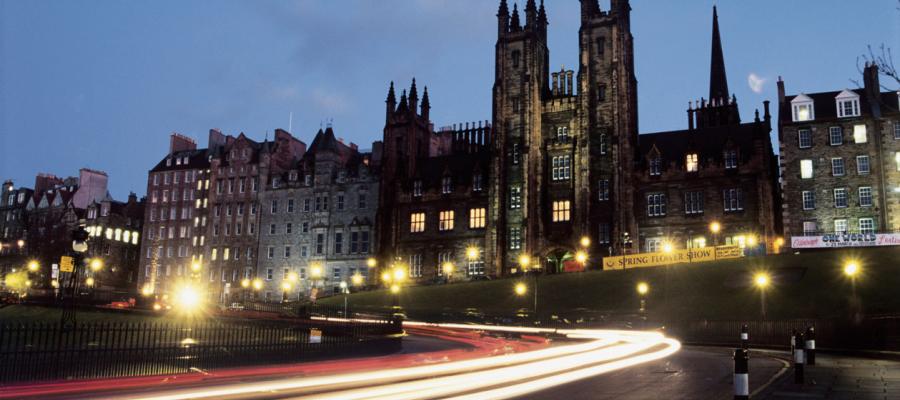 New college at dusk