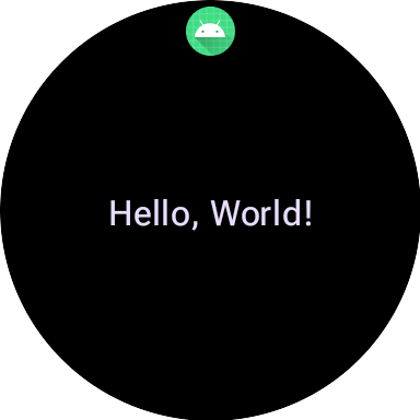 A Wear OS tile created with Material 3, displaying the text 'Hello World'.
