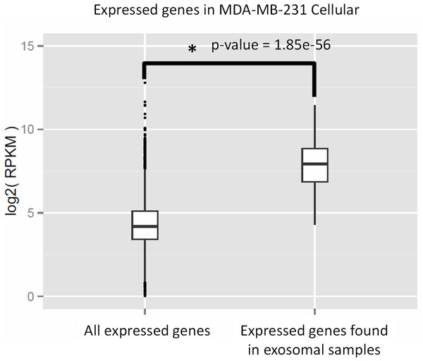 Expressed genes in exosomes found to be highly expressed in the host cells.