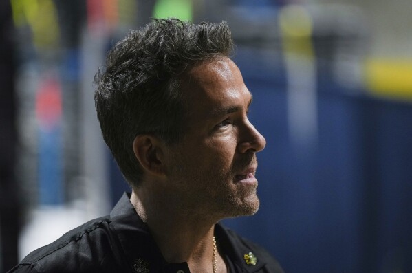 Wrexham co-owner, actor Ryan Reynolds, arrives to watch the team play an international friendly soccer match against the Vancouver Whitecaps in Vancouver, British Columbia, Saturday, July 27, 2024. (Darryl Dyck/The Canadian Press via AP)