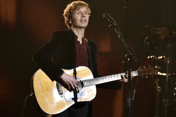 FILE - Beck performs at the 57th annual Grammy Awards in Los Angeles on Feb. 8, 2015. Beck will perform at The Hollywood Bowl this Saturday as part of his summer orchestral tour. (Photo by John Shearer/Invision/AP, File)