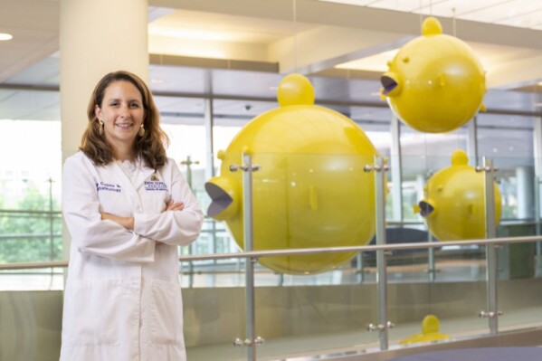 This undated image shows ophthalmologist Megan Collins at Johns Hopkins Children’s Center in Baltimore. (Christopher Myers via AP)