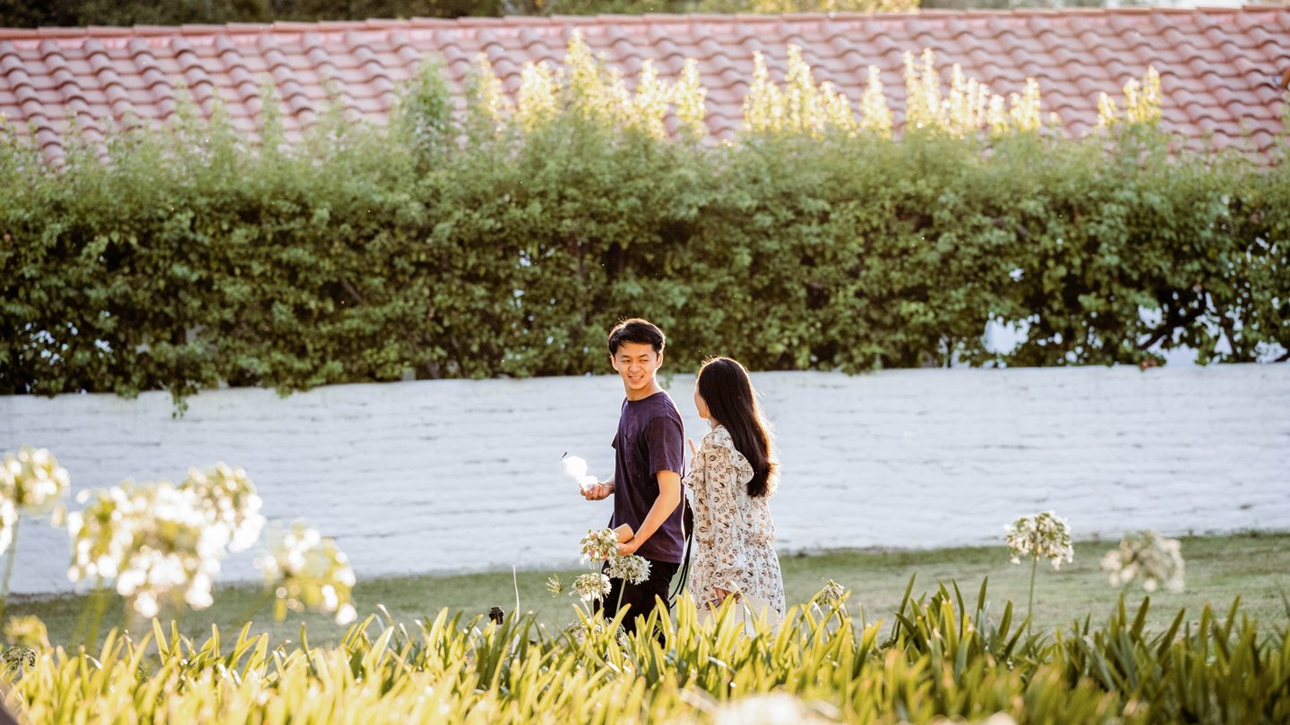 students walking around campus