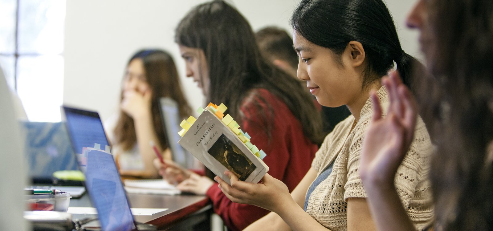 student reading a book