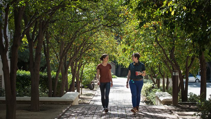 students on Caltech campus