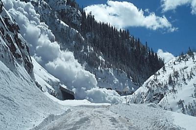 Avalanche Snow Cloud Over Snowy Road