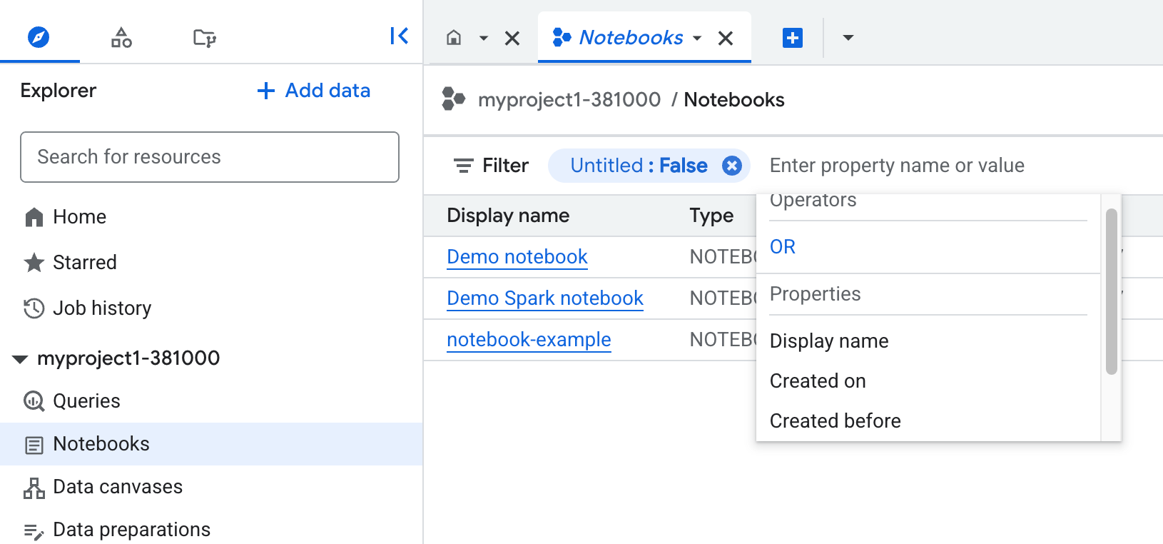 Open a list of notebooks in editor tab.