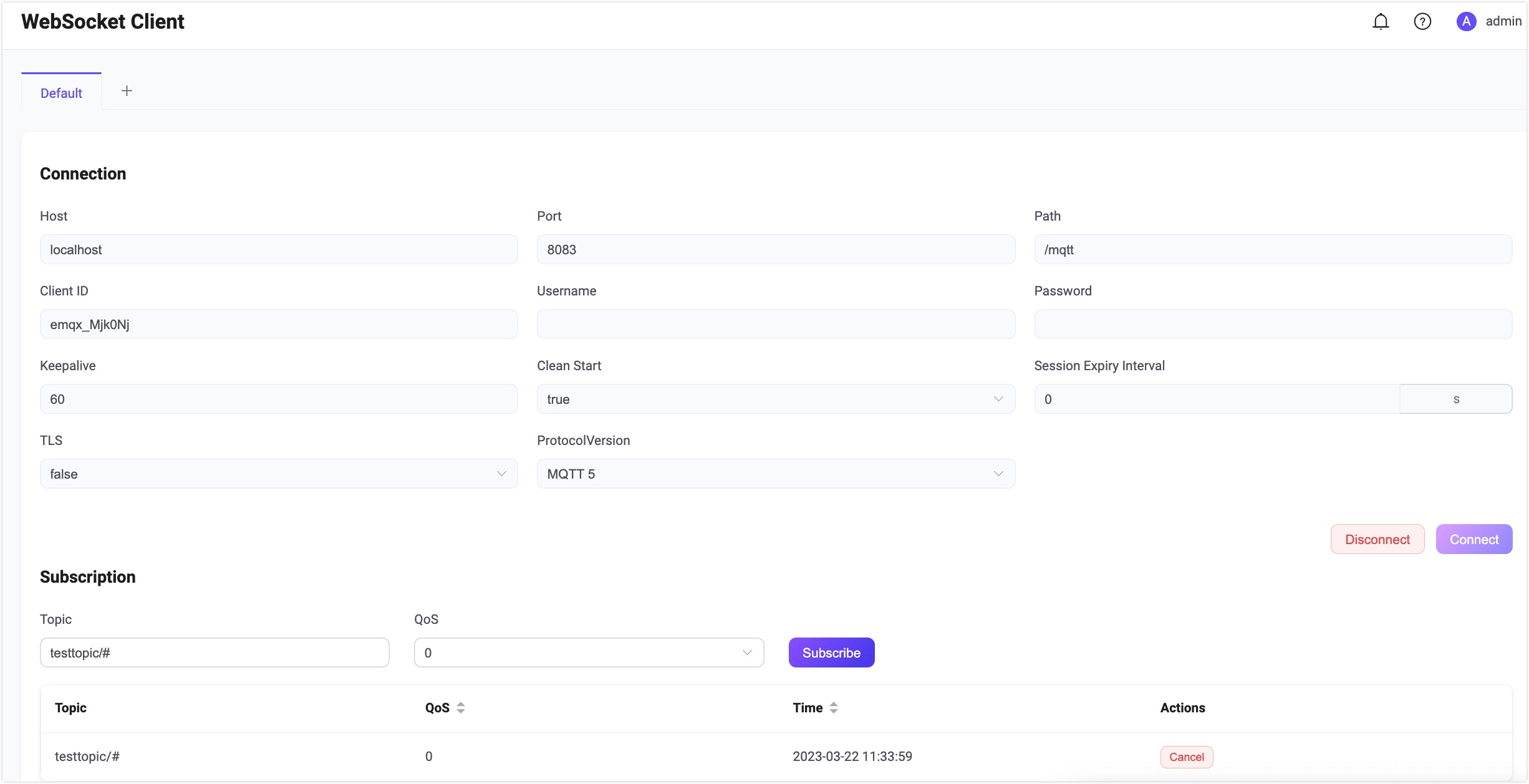 ダッシュボードWebSocketクライアント