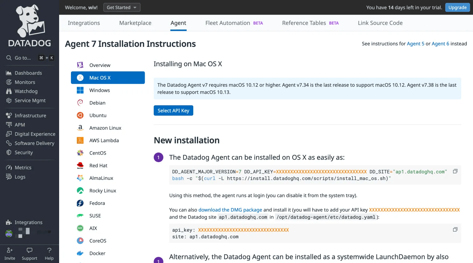 Install Datadog Agent