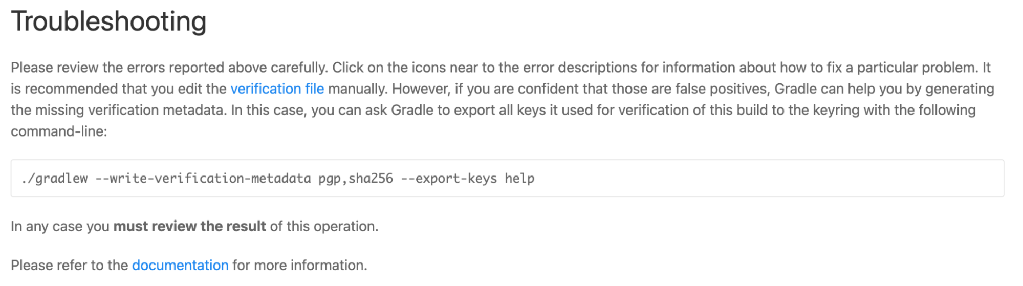 Dependency Verification Fails Suggestion