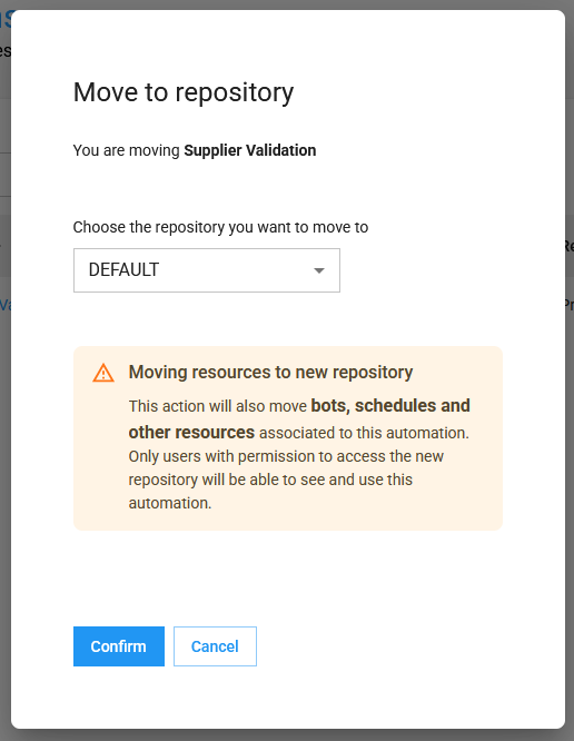 Confirmar mover Automação