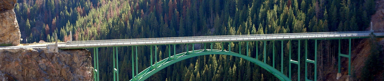 Green arch bridge over Eagle River, Colorado