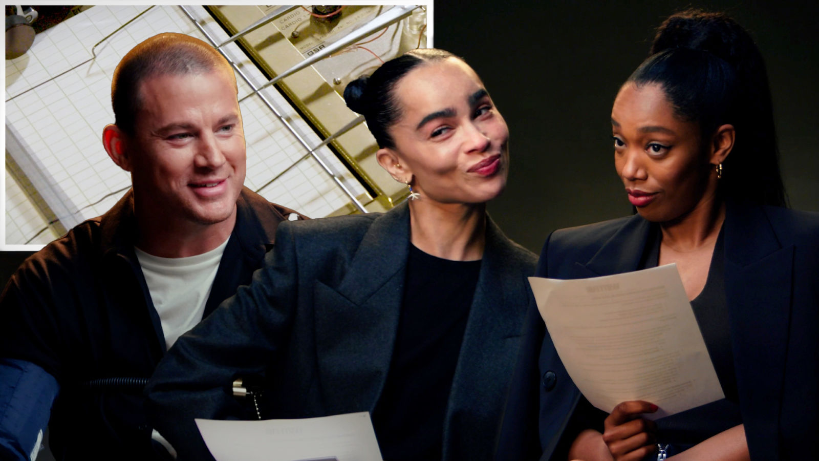 Channing Tatum, Zoë Kravitz y Naomi Ackie se enfrentan al detector de mentiras