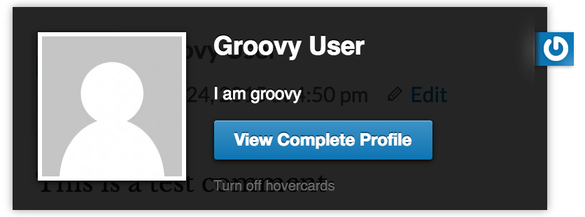 Gravatar profili vurgulu kartının ekran görüntüsü.