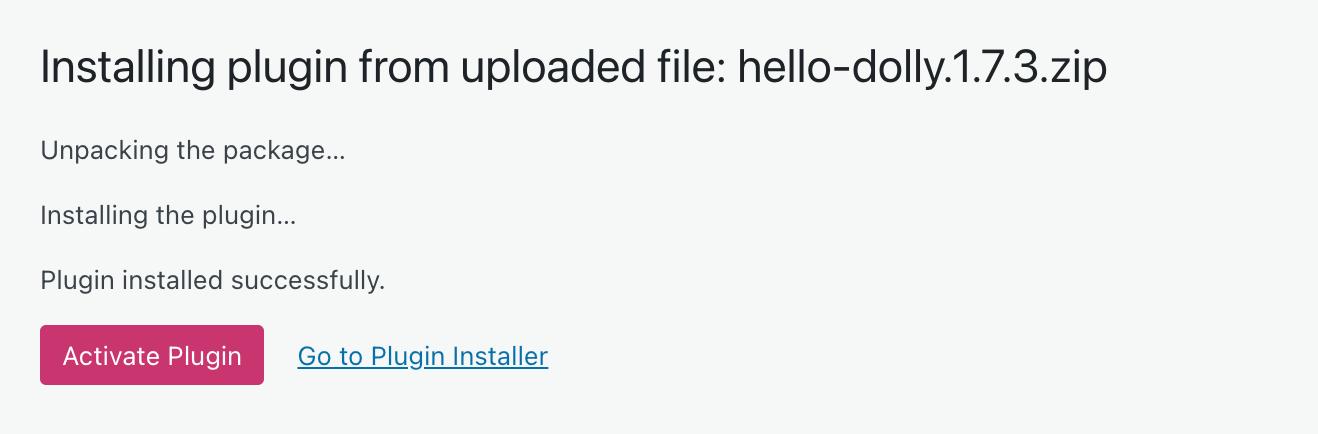 Schermafbeelding waarbij is ingezoomd op de knop 'Plugin activeren' in WP Admin, na het uploaden van de ZIP-map van een plugin