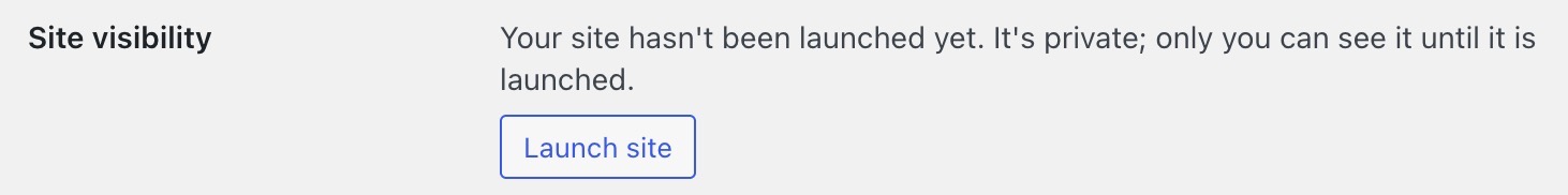 המקטע 'נראות האתר' באזור 'הגדרות' ← 'קריאה' באתר שלא הופעל.