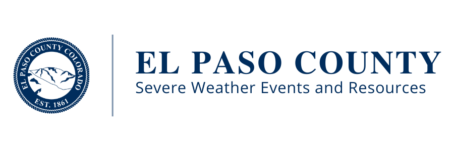 County Logo with Text "El Paso County Severe Weather Events and Resources"