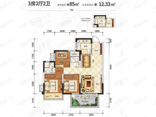 盛世春江3室2厅2卫户型图