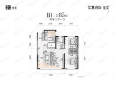 汇置尚岛2室2厅1卫户型图