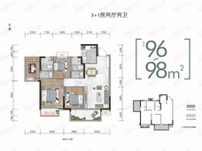 五象湖光学府96/98平米户型户型图